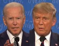 Fotos de Joe Biden y Donald Trump en el debate presidencial que tuvieron en septiembre del 2020.