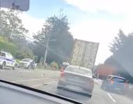 Imagen del siniestro de tránsito en la vía Alóag - Santo Domingo.