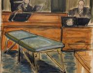 En este dibujo del tribunal, Gregory Parkinson, expolicía de Palm Beach da su testimonio.