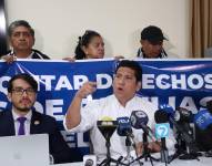 Richard Gómez, sindicalista de CNEL, en rueda de prensa el 20 de febrero del 2025.