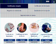 El certificado de nacimiento se solicita en la opción Certificados Simples.