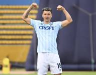 Byron Palacios celebra un gol con Universidad Católica