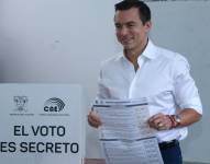 Imagen de archivo del presidente Daniel Noboa durante las votaciones para la consulta popular y referéndum.