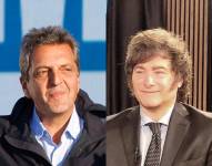 Fotos de los candidatos que irán a segunda vuelta por la presidencia de Argentina en noviembre.