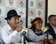 30 de mayo del 2025. Leonidas Iza habla durante una rueda de prensa.