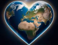 Representación conceptual de la Tierra con forma de corazón, simbolizando el latido de Tierra