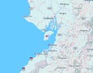 El mapa en donde se ubica el epicentro, este 11 de septiembre de 2025.