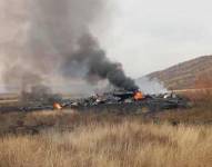 Los restos del avión militar, Hércules C-130, en Georgia.
