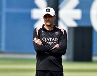 El entrenador Luis Enrique en un entrenamiento con el PSG