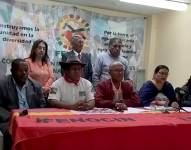 Representantes de la Fenocin, en una rueda de prensa.