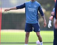 El defensa del Arsenal, Piero Hincapié, en un entrenamiento