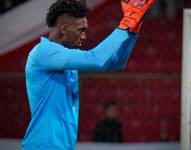 El portero de Liga de Quito, Alexander Domínguez, en un partido por la LigaPro