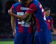 Jugadores del Barcelona celebran el gol contra Shakhtar Donetsk