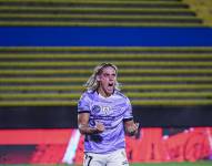 Claudio Spinelli celebra un gol con Independiente del Valle contra Mushuc Runa por Copa Sudamericana