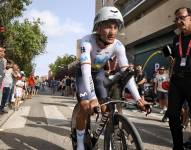 El ciclista Jefferson Cepeda en una competencia con el Movistar Team