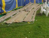 Imagen del graderío que colapsó en un circo en Amaguaña.