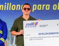 Imagen del presidente Daniel Noboa en un evento donde se entregó financiamiento en el Banco de Desarrollo del Ecuador en Baba, Los Ríos.