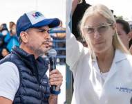 Imagen de Raúl Chávez y Annabella Azín, líderes de las listas nacionales de Revolución Ciudadana y Acción Democrática Nacional (ADN), durante la campaña electoral.
