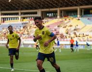 El delantero Michael Bermúdez celebra su gol con Ecuador en el Mundial Sub 17