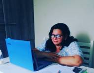 Foto de Lídice Aldás, concejal de Guayaquil 2014-2023, formando parte de una sesión del Concejo Cantonal durante la pandemia del COVID-19.