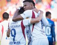 Michael Estrada celebra un gol con Liga de Quito contra Universidad Católica por la última fecha del primer hexagonal de la LigaPro