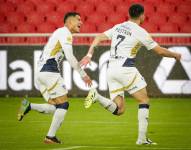 Lautaro Pastrán celebra un gol con Liga de Quito por la LigaPro