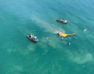 Fotografía aérea del naufragio del barco.