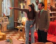 Elba González y David Reinoso durante el rodaje de una de las escenas.