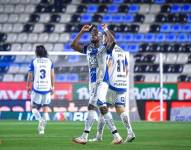 Enner Valencia celebra su gol con el Pachuca ante pumas por los octavos de final de la Liga de México