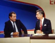 Foto de Alfonso Espinosa de los Monteros en una entrevista con Rodrigo Borja, quien fue presidente de Ecuador entre 1988 y 1992.