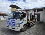Imagen del camión con tanques de oxígeno en Otavalo.