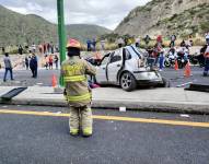 Accidente en la vía Quito - Guayllabamba. Foto: Archivo
