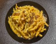 Fotografía de archivo de la pasta acarbonara, uno de los platos de pasta más emblemáticos de la cocina romana.