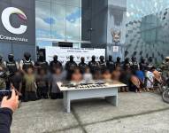 Imagen de 14 detenidos por atentados contra unidades policiales en Nueva Prosperina, Guayaquil.