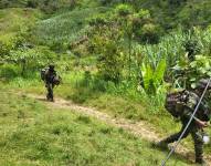 Un grupo de soldados realizan patrullaje en la frontera norte.