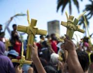 Fotografía de una procesión durante el Domingo de Ramos.