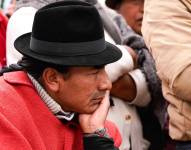 21 de agosto del 2025. Leonidas Iza durante una audiencia de justicia indígena a policías.