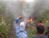 Lugar donde se accidentó el helicóptero.