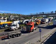 Los transportistas se concentraron este 15 de junio de 2022, en el intercambiador de Santa Rosa, en la Panamericana.