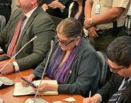 Imagen de archivo de la comparecencia de la ministra del Interior, Mónica Palencia.