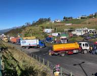Bloqueo de transportistas, visto desde el puente de Santa Rosa.