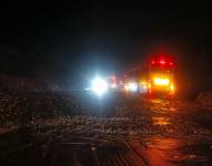 Un deslizamiento de tierra en Quijos, provincia de Napo.