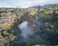 Imagen aérea de la zona en donde se produjo el incendio forestal en San Juan.