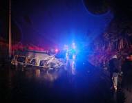 Imagen de la furgoneta accidentada en Morona Santiago.