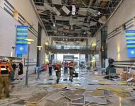 Destrozos causados en un hospital localizado en la región de Beersheva, sur de Israel.