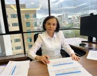 Ana Delgado, directora ejecutiva de Achpe, en su oficina durante la entrevista con Ecuavisa.com.