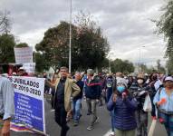 La mañana del miércoles 7 de septiembre, los maestros jubilados realizaron una marcha.