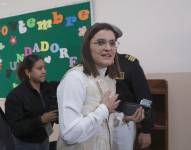 María José Pinto durante los sufragios de la consulta popular 2025.