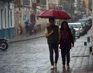 Lluvias en el centro de Cuenca en noviembre de 2023.