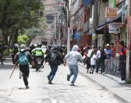 Manifestantes en el centro de Ibarra.